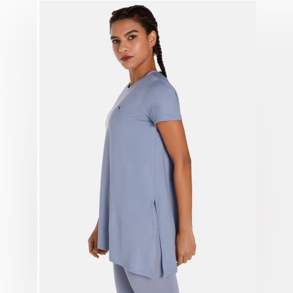 Puma Maternity Oversized Crew Neck Womens Blue T-Shirt Krinkle Back Side… - Picture 3 of 12